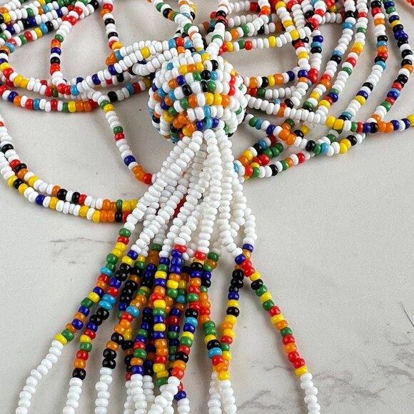 Rainbow Beaded Necklace, Indigenous Style - Picture 6 of 10